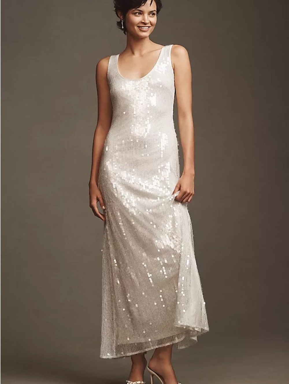 Hutch Sleeveless Scoop-Neck Sequin Column Maxi Dress